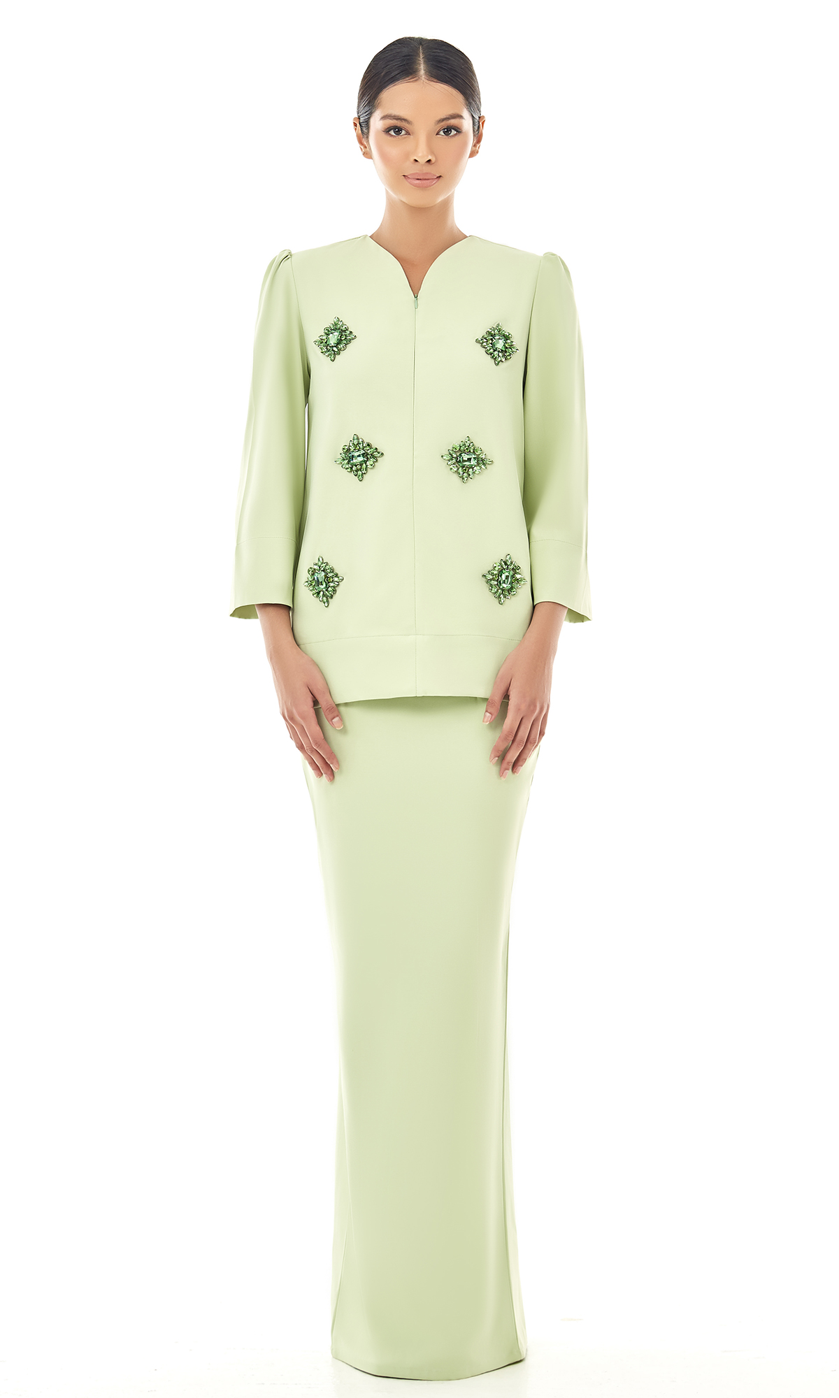 baju kurung moden mint green